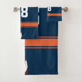 Conjunto De Toalhas Blue and Orange Strips Jersey Grid