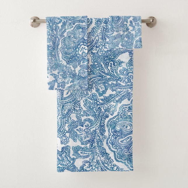 Conjunto De Toalhas Blue Boho Paisley Pattern (Insitu)