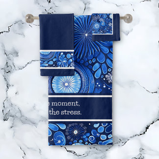 Conjunto De Toalhas Blue Botanic Shibori dizendo