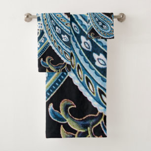 Conjunto De Toalhas Blue Brown Vintage Paisley