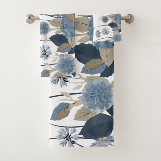 Conjunto De Toalhas Blue Dahlias Cornflower (Insitu)