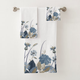 Conjunto De Toalhas Blue Dahlias Cornflower