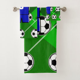 Conjunto De Toalhas Blue de Jersey personalizado com branco