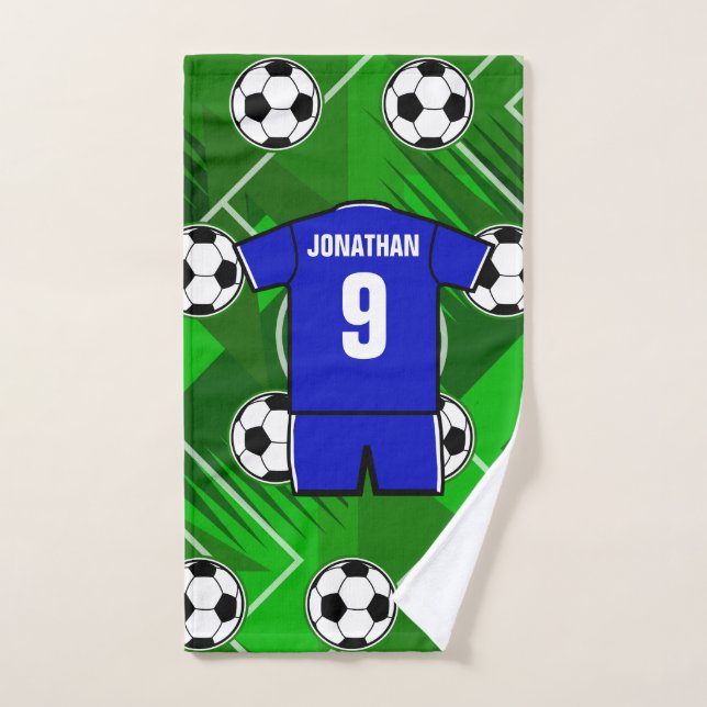 Conjunto De Toalhas Blue de Jersey personalizado com branco (Toalha de mão)