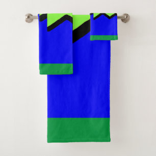 Conjunto De Toalhas Blue E Green Jagged Geo