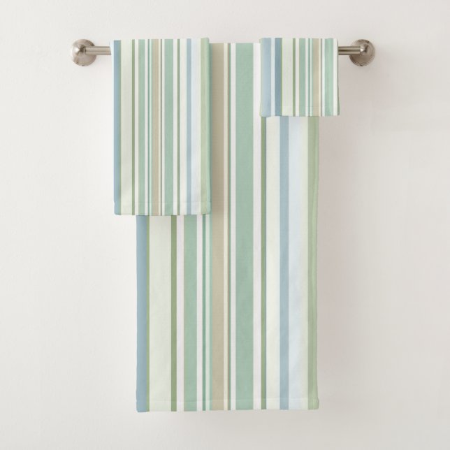 Conjunto De Toalhas Blue Green and white stripes (Insitu)