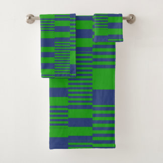 Conjunto De Toalhas Blue Green Patchwork Stripes Design 