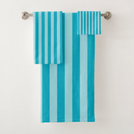 Conjunto De Toalhas Blue Green, Teal Bath Towel Set Stripes