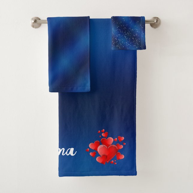 Conjunto De Toalhas Blue heart  romantic wallpaper (Insitu)