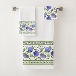 Conjunto De Toalhas Blue Hydrangeas