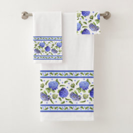Conjunto De Toalhas Blue Hydrangeas