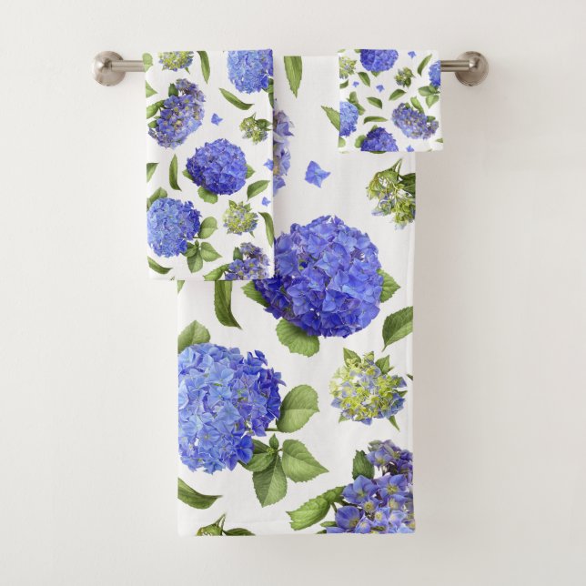 Conjunto De Toalhas Blue Hydrangeas (Insitu)