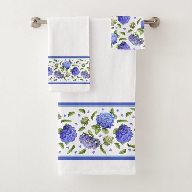 Conjunto De Toalhas Blue Hydrangeas (Insitu)