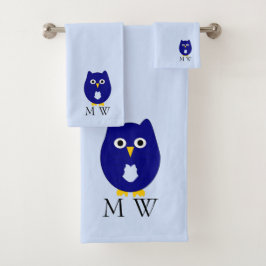 Conjunto De Toalhas Blue Owl Design Monogramado