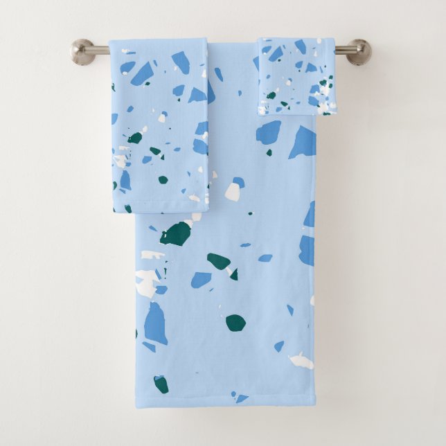 Conjunto De Toalhas Blue Terrazzo Pattern (Insitu)