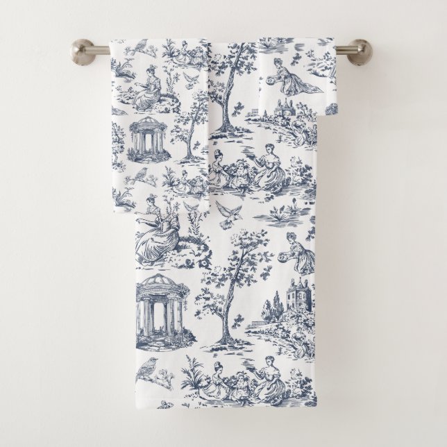 Conjunto De Toalhas Blue Toile de Jouy, estilo country francês (Insitu)