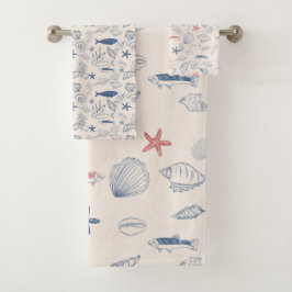Conjunto De Toalhas Blue toile Ocean Towel