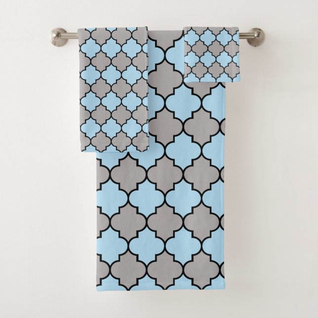Conjunto De Toalhas Blue Trellis, Quatrefoil, Lattice marroquina (Insitu)