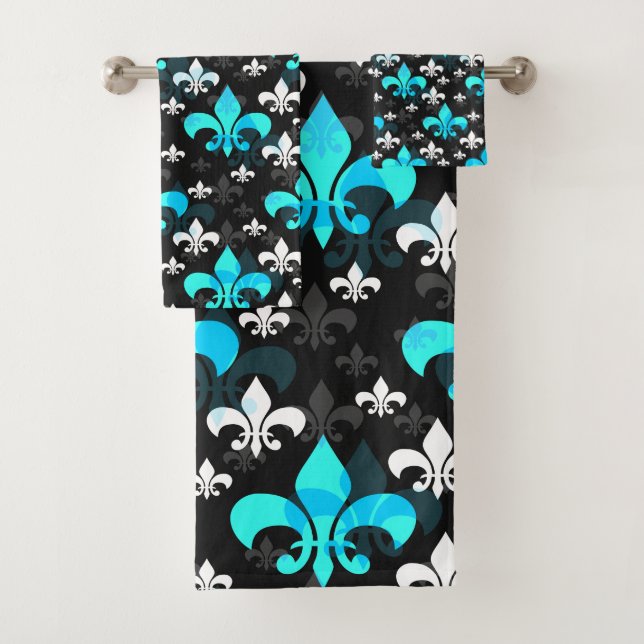 Conjunto De Toalhas Blue White Fleur De Lis (Insitu)