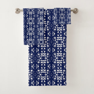 Conjunto De Toalhas Blue & White Unique Abstract Pattern