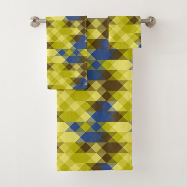 Conjunto De Toalhas Blue Yellow and tan geometric (Insitu)