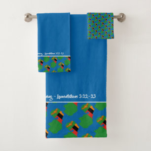 Conjunto De Toalhas Blue ZAMBIA Escritura Christian Lam 3:23