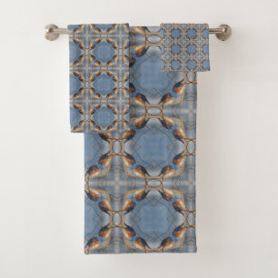 Conjunto De Toalhas Bluebird Nature Art Abstrato Kaleidoscope