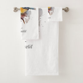 Conjunto De Toalhas Bluetit bonito em uma ramificação, personalizado