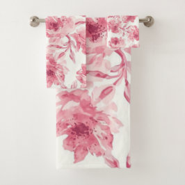 Conjunto De Toalhas Blush Pink Blossoms Watercolor Painted Airy Floral