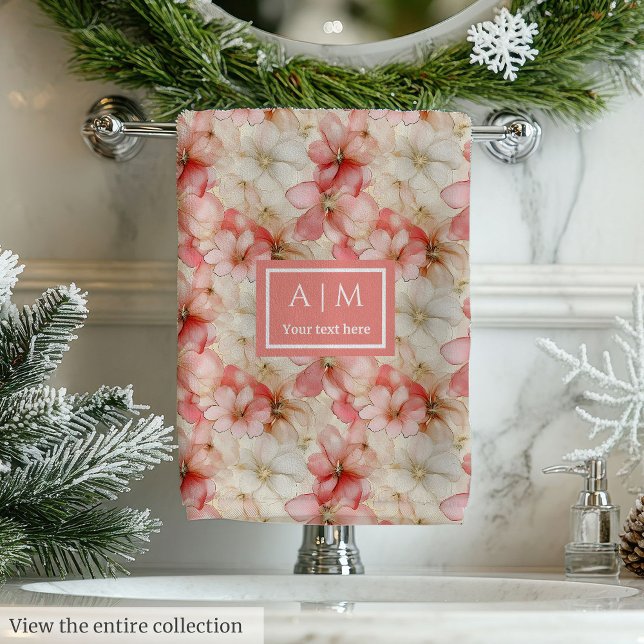 Conjunto De Toalhas Blush Pink Floral Towel Elegant Monogram Wedding (Blush Pink Floral Towel Elegant Monogram Wedding Gift)