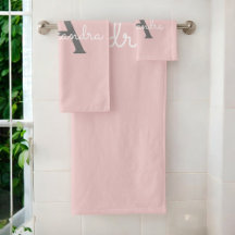 Blush Rosa Cinza Moderno Nome Monograma Feminino