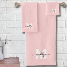 Blush Rosa Elegante Script Minimo Monograma de Nom