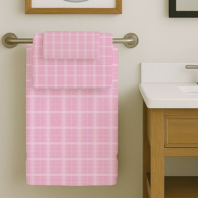Conjunto De Toalhas Blush Tartan Bath Towels Elegant Everyday Luxury (Blush Tartan Bath Towels Elegant Everyday Luxury)