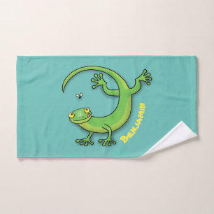 Conjunto De Toalhas Boas saudações da lagartixa verde e feliz com dese