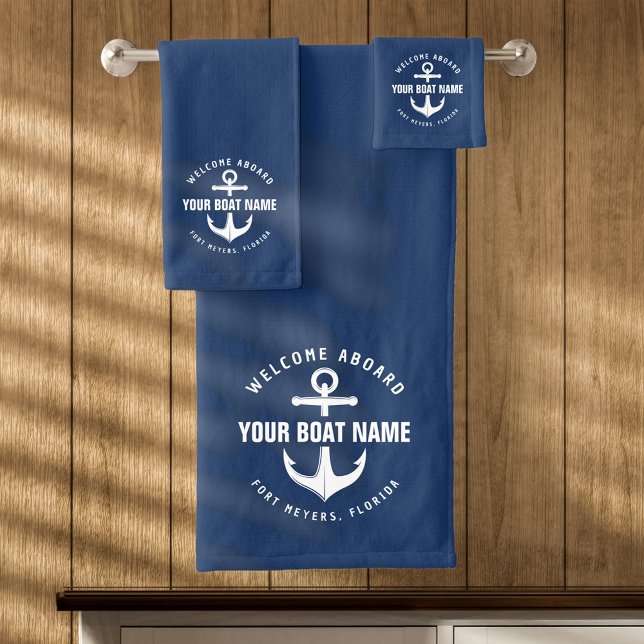 Conjunto De Toalhas Boat Marinho Blue Anchor Náutico (Criador carregado)