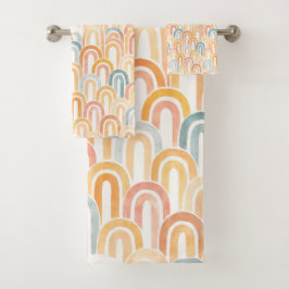 Conjunto De Toalhas Bohemian arch fish scale painted pattern