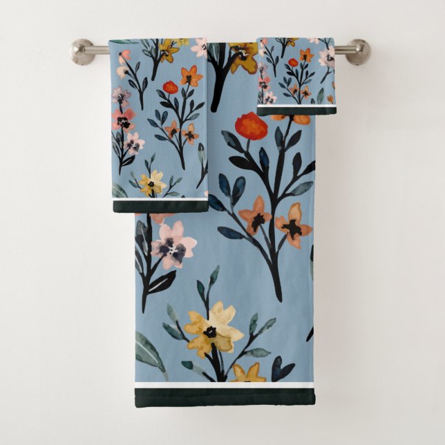 Conjunto De Toalhas Boho Blooms Soft Blue (Insitu)