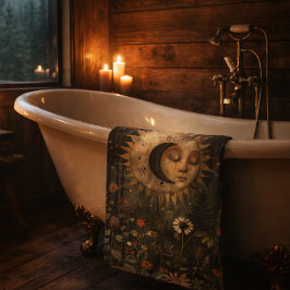 Conjunto De Toalhas Boho Celestial Sun Moon Wildflower Garden