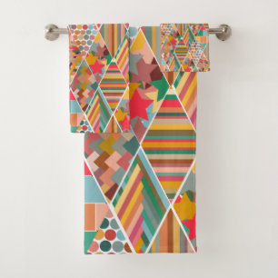 Conjunto De Toalhas Boho Crazy Quilt