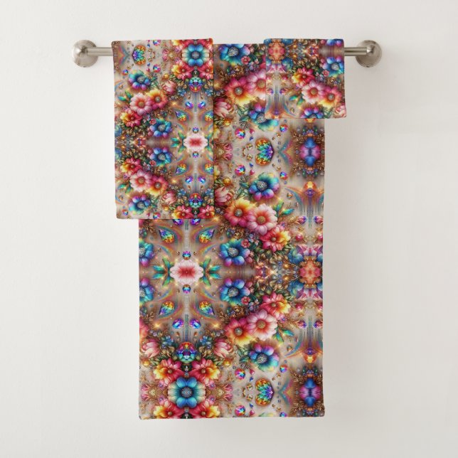 Conjunto De Toalhas Boho Floral Arco-íris (Insitu)