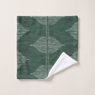 Conjunto De Toalhas Boho Geométrico Bath Towers em Emerald Green