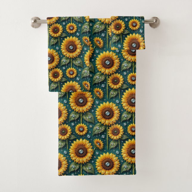 Conjunto de Toalhas Boho Girassóis e Diamantes (Insitu)