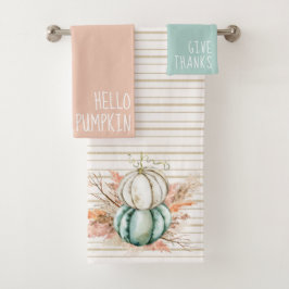 Conjunto De Toalhas Boho Pumpkin pampas gramíneas Francesas