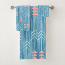Boho Rosa Branco e Azul Seta