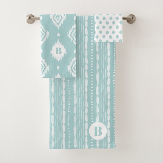 Conjunto De Toalhas BOHO Seafoam Green Mix-and-Match (Insitu)