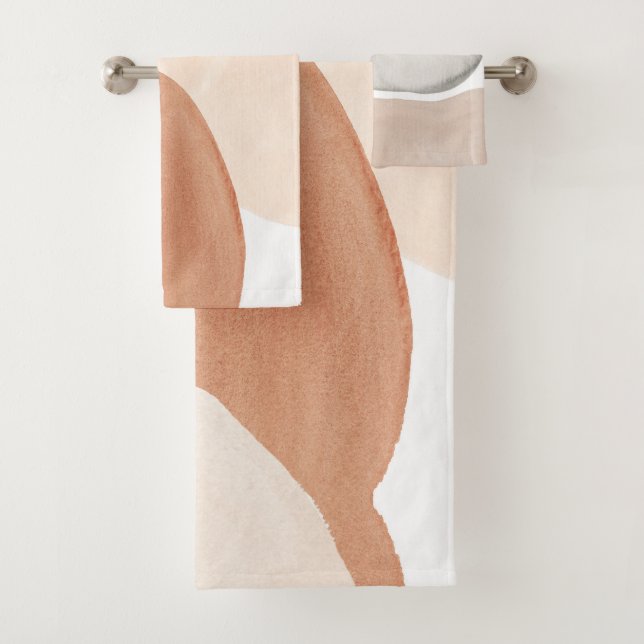 Conjunto De Toalhas Boho Terracotta Cream Abstrato (Insitu)