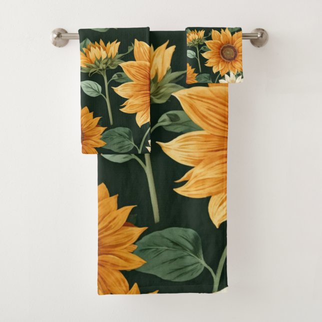 Conjunto De Toalhas Boho Terracotta Vintage Sunflower Pattern (Insitu)