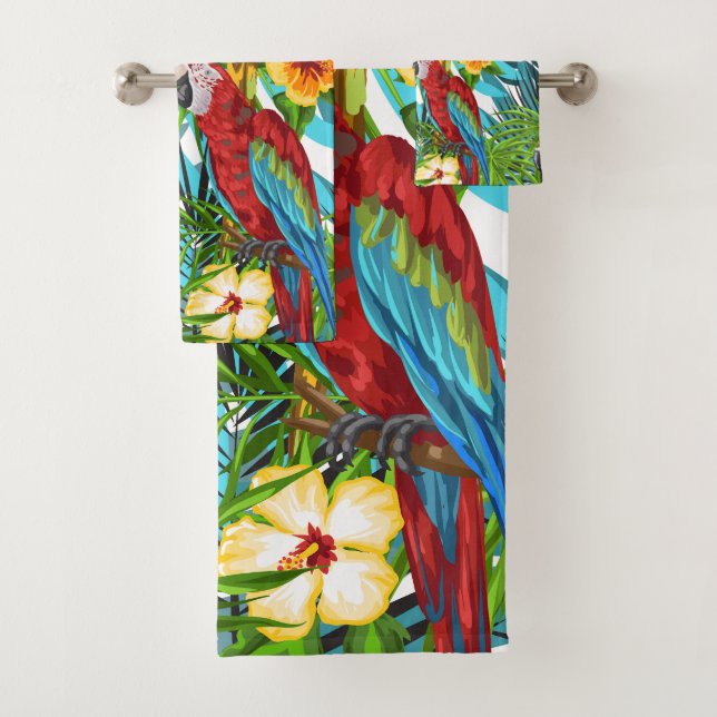 Conjunto De Toalhas Boho tropical havaiano padrão da selva Hibiscus (Insitu)