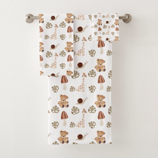 Conjunto De Toalhas Boho Woodland Jungle Animal Patterno (Insitu)