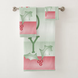 Conjunto De Toalhas Bois do Natal Rosa Verde Holly